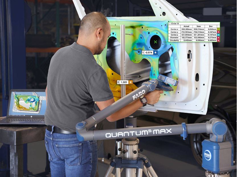 เครื่องมือวัด 3 มิติ Laser ScanArms Quantum Max FaroArm® เครื่องมือวัด 3 มิติแขนกลแบบพกพาที่มีความสามารถในการสแกนด้วยเลเซอร์แบบไม่ต้องสัมผัส ด้วยหัวสแกนเนอร์ Laser Line Probe (LLPs) โซลูชันการวัดแขน 8 แกน 3 มิติ